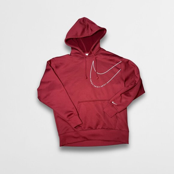 Nike Therma-Fit Red Hoodie With Swoosh Logo & Drawstring Hood XS - Picture 2 of 5